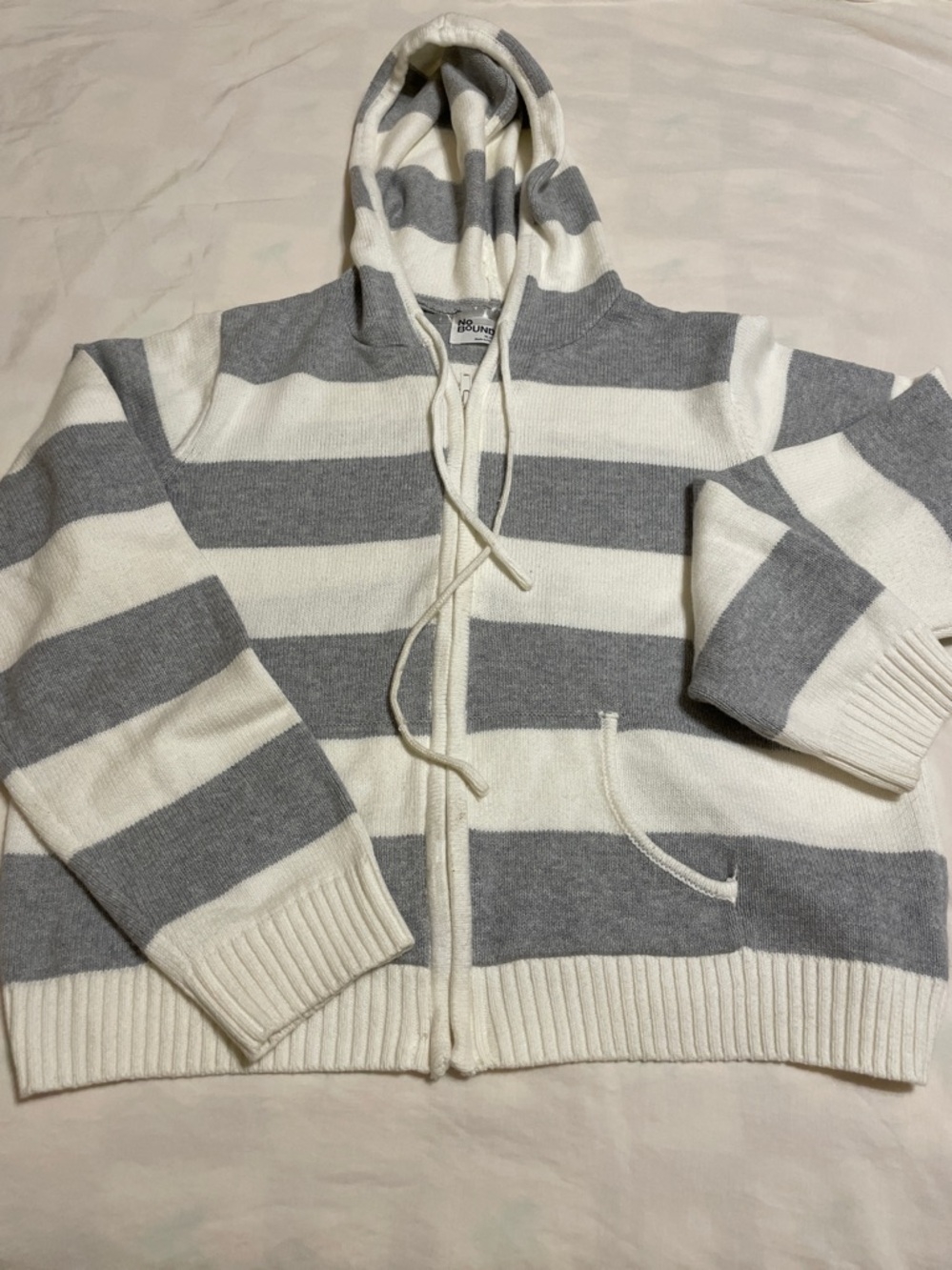 No Boundaries Striped Hooded Zip Sweater Jacket